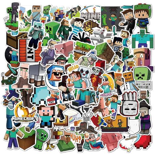 Autocollants Minecraft Décalcomanies100 Pack Thème de jeu vidéo Autocollants drôles pour les amateurs de Minecraft Meilleur cadeau