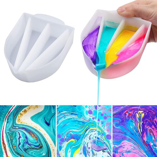 Tasse Fendue Pour Couler De La Peinture, Tasse Fendue En Silicone Pour Peinture Acrylique Mélange De Résine Époxy Verser Des Fournitures De Fabrication De Bricolage Avec 2pcs Brosse De Nettoyage Spéci