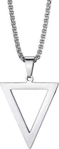 Pendentif Géométrique En Acier Inoxydable Collier Triangle Inversé Pour Hommes Et Garçons, Collier Bff Pour 2
