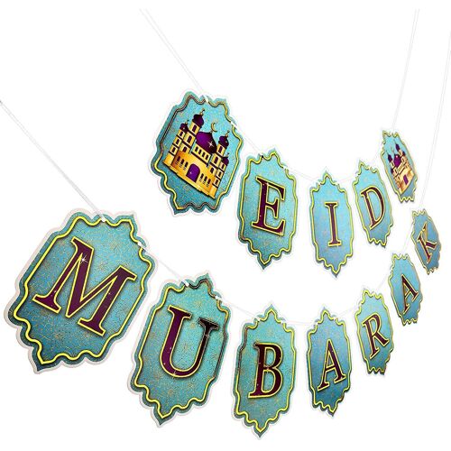 Décorations de l'Aïd Moubarak Bannière Ramadan Moubarak Pour les fournitures du parti musulman ramadan Eid Moubarak Bannière Guirlande Bunting Signe Non assemblé Requis -