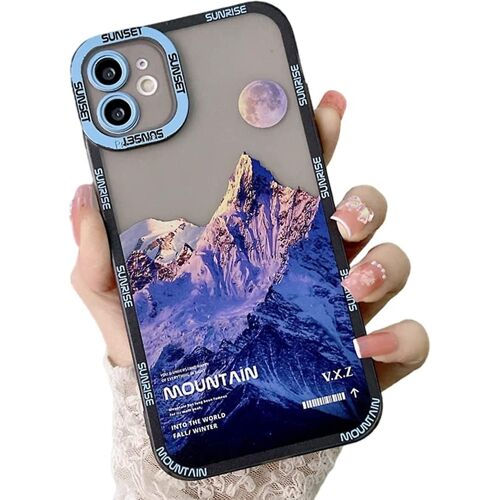 Heytea Compatible pour Iphone 11 Sunset Snow Mountain Cute Case avec caméra Protecteur Soft Tpu Shockproof Moon Case pour Iphone 11 6,1 pouces Femmes Filles