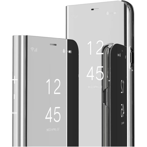 Samsung Galaxy A52 Miroir Housse Coque Etui A Rabat, Mirror Smart View Standing 360¡Ã Protecteur Etui Coque Pour Samsung Galaxy A52. Mirror: Silver