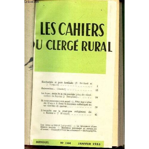 Les Cahiers Du Clerge Rural  - 10 Numeros - Annee 1953 - N°S 144 À 153.