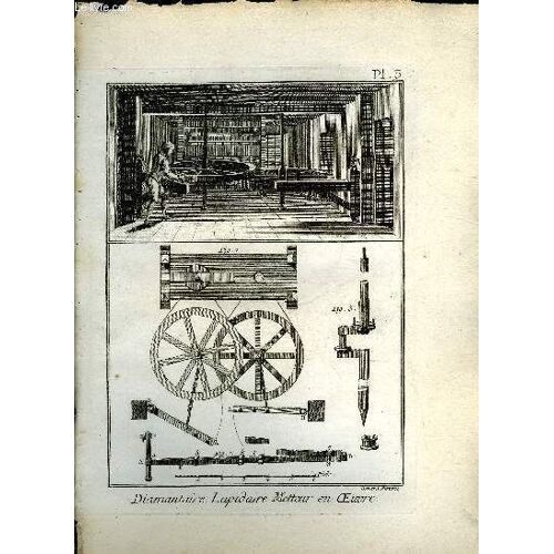 Une Planche En Noir Et Blanc Extraite De L'encyclopedie De Diderot Et D'alembert Sur Le Theme Diamantaire Lapidaire Metteur En Oeuvre - Planche N° 3.