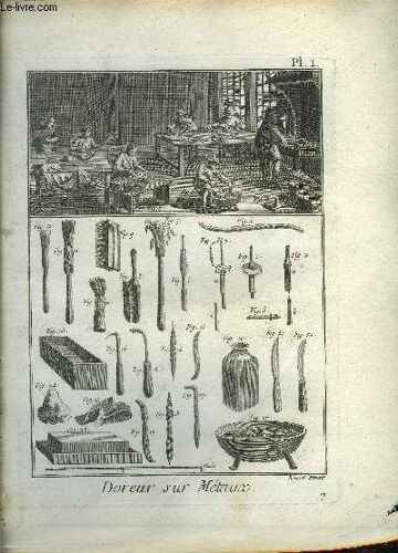 Une Planche En Noir Et Blanc Extraites De L'encyclopedie De Diderot Et D'alembert Sur Le Theme Doreur Sur Metaux.