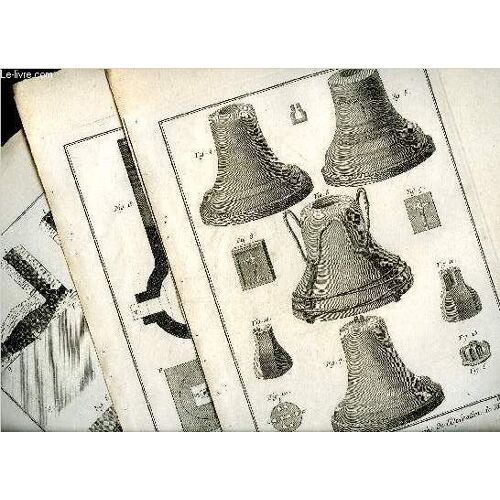 3 Planches En Noir Et Blanc Extraites De L'encyclopedie De Diderot Et D'alembert Sur Le Theme  Fonte Des Cloches.