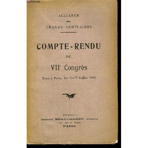 Compte Rendu Du Vii Eme Congres