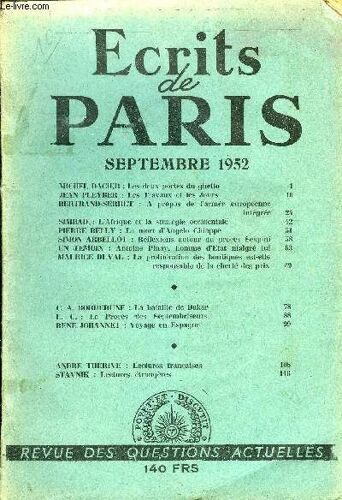 Ecrits De Paris - Revue Des Questions Actuelles N°95 - Michel Dacier : La Politique De Delcassé. Jean Pleyber : Les Travaux Et Les Jours.?Bruno Spampanato : Hitler Jugé Par Mussolini.F.-M. ...