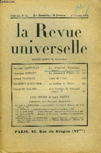 La Revue Universelle Tome 60 N°21 - Jacques Bainville. La Troisième République (Suite) François Porché. La Jeunesse De Tolstoï. Iii.André Duboscq. Unité De L¿Asie. Thierry-Maulnier. Le ...