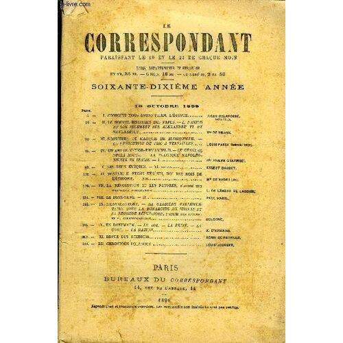 Le Correspondant Tome 157 N° 865 - I. Comment Nous Avons Perdu L Égypte.. Jules Delafosse.Ancien Député.Ii.Le Nouvel Historien Des Papes. ¿ L. Pastoret Son Jugement Sur Alexandre Vi Et ...