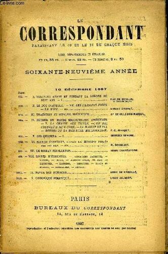 Le Correspondant Tome 153 N° 845 - I.Voltaire Avant Et Pendant La Guerre Desept Ans. - I.Ii.Le Duc D¿Aumale. ¿ Vii. Les Derniers Jours.¿La Mort. - Fin.. Ernest Daudet.Iii.Tradition Et ...