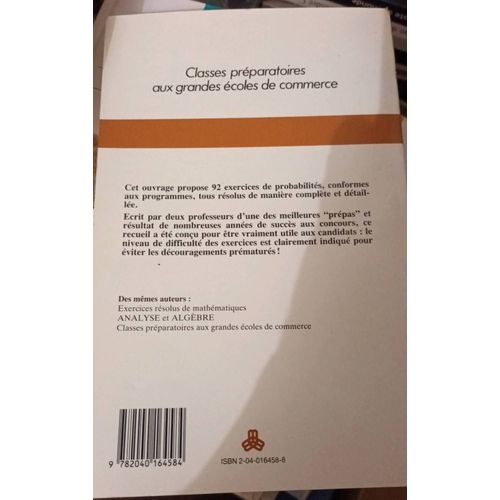 Probabilites Ex Resolus Classe Prepa Ecoles Commerce