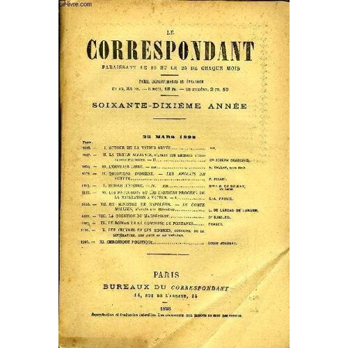 Le Correspondant Tome 154 N° 852 - I.Autour De La Nation Armée. ***.Ii.La Triple Alliance, D'après Une Récente Publi-Cation Italienne. ¿ Ii.. Cte Joseph Grabinski.Iii.L¿Ouvrier Libre. ¿ ...
