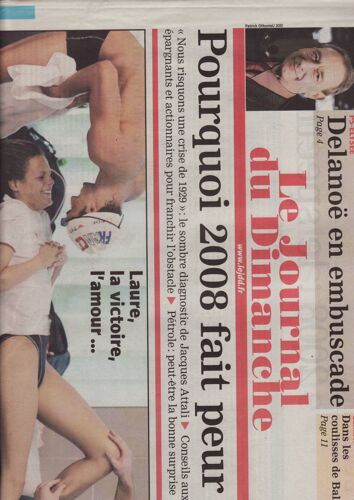Le Journal Du Dimanche / 16-12-2007 N°3179 : Laure Manaudou (1/2p) - Amélie Mauresmo (1p)