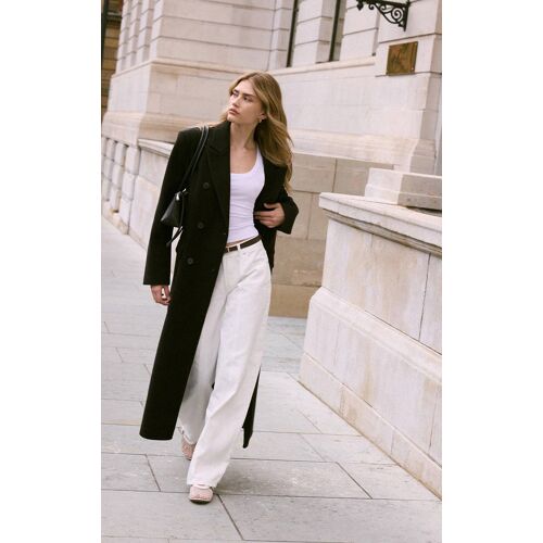 Manteau Structuré Oversize Noir À Double Boutonnière, Noir