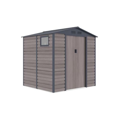Abri De Jardin Métal En Acier Galvanisé Effet Bois Gris 4,15 M² Adelmo