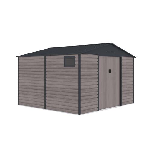 Abri De Jardin Métal En Acier Galvanisé Effet Bois Gris 10,98 M² Adelmo