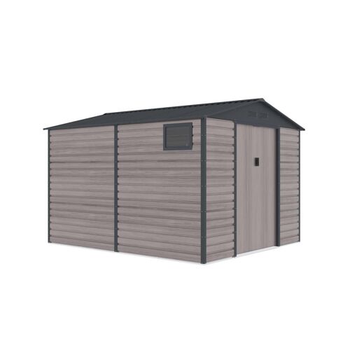 Abri De Jardin Métal En Acier Galvanisé Effet Bois Gris 8,94 M² Adelmo