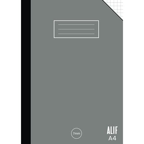 Alif A4 7mm Squared - Grey: Exercise Books A4 Lined, Grid Paper Notebook For Mathematics (Math), Science, Graph, Writing Pad 100 Pages