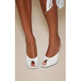 Mules En Pu Crème Bout Ouvert Et Talons Hauts Crème