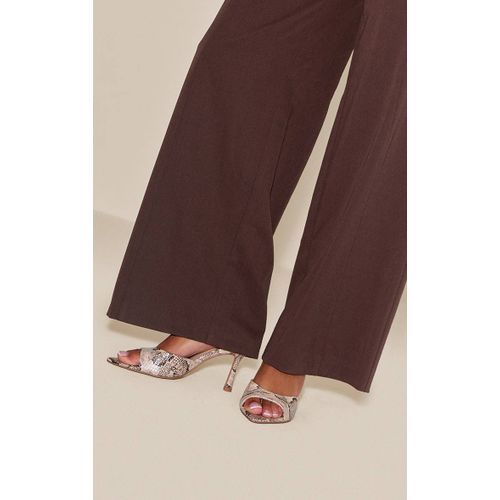 Mules Talons Bout Pointu Imprimé Serpent Naturel Non Coloré