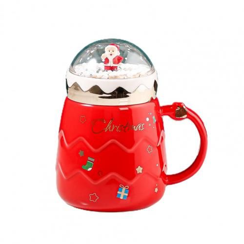 Tasse De Noël En Céramique 500ml, Avec Couvercle, Avec Figurines Du Père Noël, Tasse À Café, Cadeau De Saison Accrocheur, Bouteille À Boire