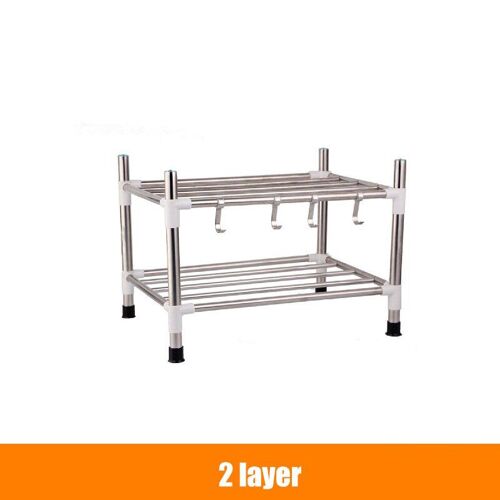 Étagère de rangement multifonction en acier inoxydable, pour le bain, la cuisine, la vaisselle, le micro-ondes, le bureau et la maison