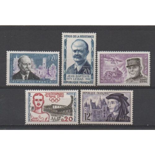 France: Lot De 5 Timbres N° 1034,1104,1265,1270,1271 Émis Entre 1955 Et 1960.