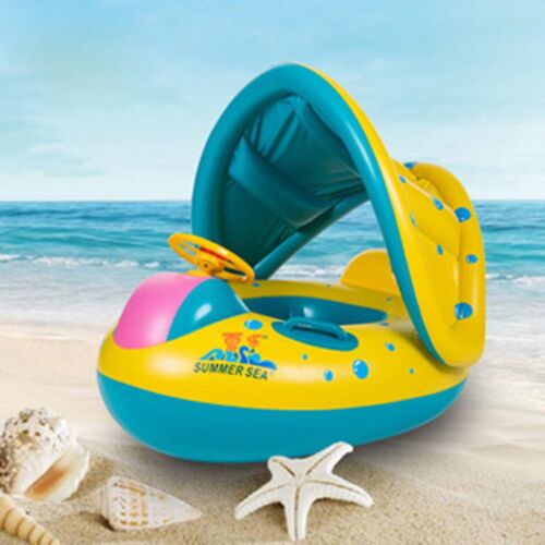 Parasol Baignoire Bouée Bébé Gonflable Fauteuil Épaississement À Piscine Natation En Jaune