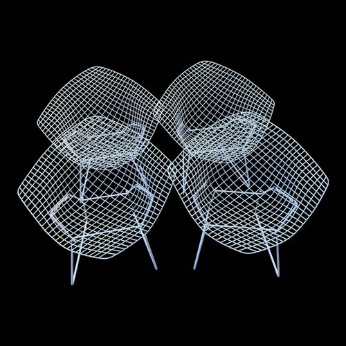 Fauteuils Bertoia Diamond Knoll Vintage Blanc Design Iconique Blanc