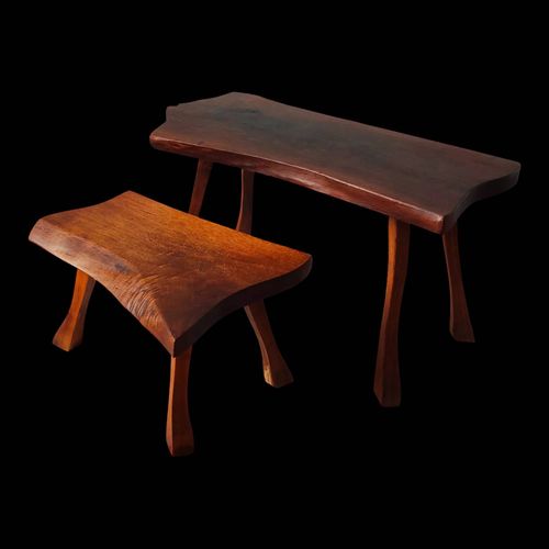 Tables basses brutalistes en bois bois