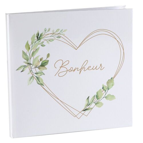 LIVRE D'OR MARIAGE BONHEUR PAPIER 24X24CM BLANC
