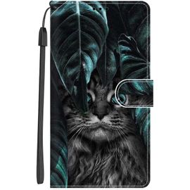 Coque Pour Iphone 13 / Iphone 14 Protection Pochette Housse Motif Pu Etui En Cuir Portefeuille Flip Case Magnetique Etui A Rabat Antichoc Fente Carte Support Cover, Chat Gris