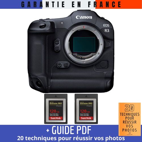 Canon EOS R3 + 2 SanDisk 128GB Extreme PRO CFexpress Type B + Guide PDF ""20 TECHNIQUES POUR RÉUSSIR VOS PHOTOS""