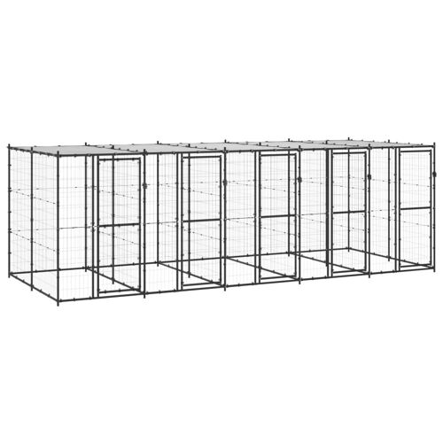 Chenil Extérieur Cage Enclos Parc Animaux Chien Extérieur Acier Avec Toit 12,1 M² Helloshop26 02_0000389