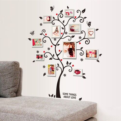 Autocollants muraux arbre et papillon en PVC, cadre Photo créatif, décoration de maison, chambre à coucher, salon, arrière-plan TV