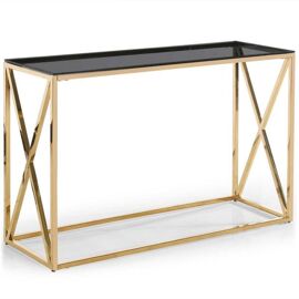 Console Design en Verre "Gladis" 120cm Or & Noir