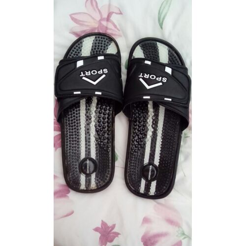 Chaussures De Piscine Sport Plates Type Sandales Tongs À Picots Plastiques & Réglables Par Scratch Sur Dessus Pied Coloris Noir Taille 42