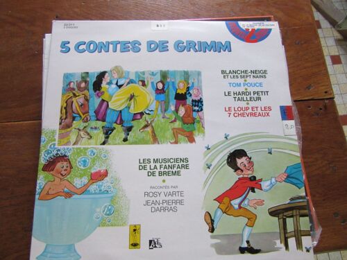 2 Disques  5 Contes De Grimm / Blanche Neige / Tom Pouce / Hardi Petit Tailleur / Loup Chevreaux / Musiciens Fanfare Breme