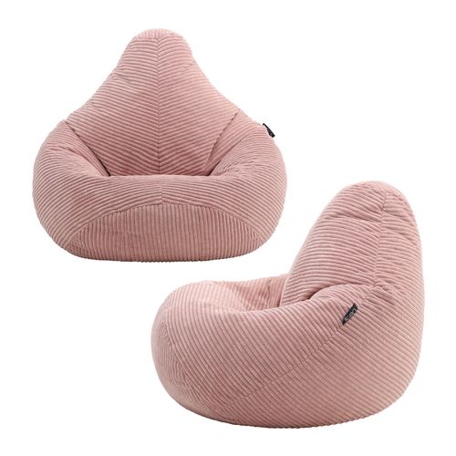Lot De 2 Poufs Enfant Inclinable Velours Côtelé Rose Aube