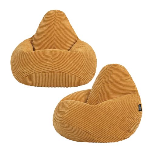 Lot De 2 Poufsenfant Inclinable Velours Côtelé Jaune Ocre