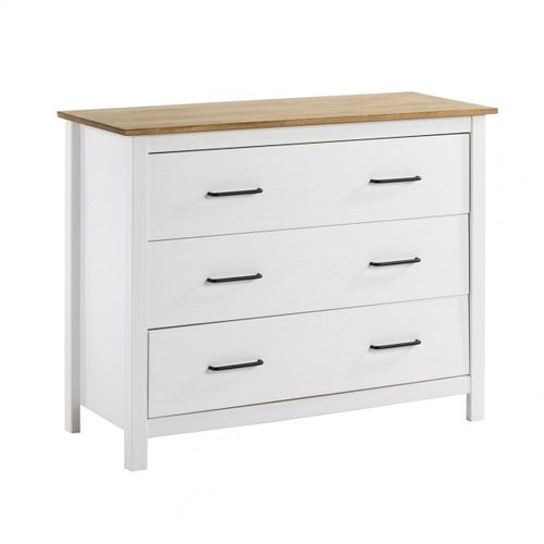 Commode 3 Tiroirs Bois Ciré Coloris Blanc
