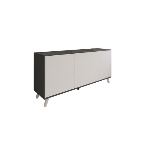 Buffet Effet Bois Anthracite, Blanc 154x40h72 Cm
