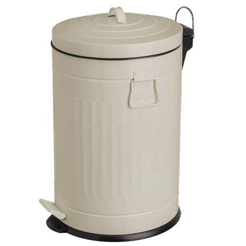 Poubelle de cuisine rétro en métal beige 20L