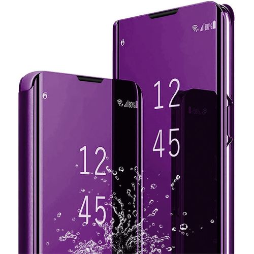 Coque pour Samsung Galaxy A54 5G Housse,Bookstyle Miroir Coque 360 etui Case Cover en Cuir Antichoctecteur Standing Clear View Cover Mauve