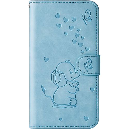 Coque Samsung Galaxy A11, Cute Bebe Elephant Housse Etui En Cuir Portefeuille Magnetique Flip Cover Wallet Case Avec Carte Fentes, Fonction Stand -Bleu