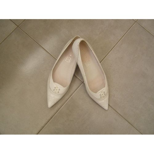 Ballerines Blanches Cuir - Pointure 37 - 36