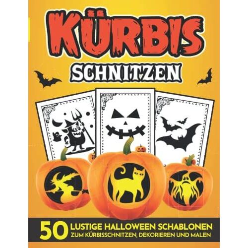 Kürbis Schnitzen (50 Lustige Halloween Schablonen Zum Kürbisschnitzen, Dekorieren Und Malen): Halloween-Muster Für Kürbis-Bastelarbeiten | Schablonen ... Halloween Dekoration, Halloween Schablonen
