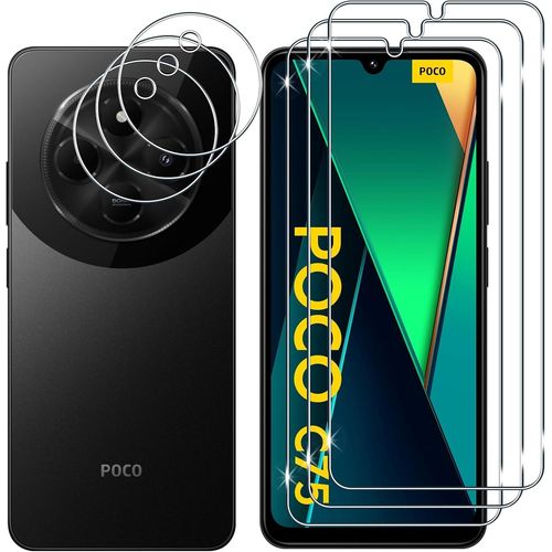 Pour Xiaomi Redmi 14c 4g/ Poco C75 Verre Trempé, 3+3 Pièces Protection Écran + Caméra Arrière Protecteur Film, 9h Dureté Hd Anti-Rayures Vitre Trempé Protecteurs D'écran Pour Redmi[Bhm041326]