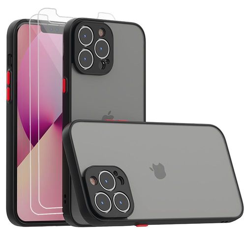 Coque Pour Iphone 13 Pro Max (6.7') Protection Ultra Fin Silicone Noir + 1 Verre Trempe